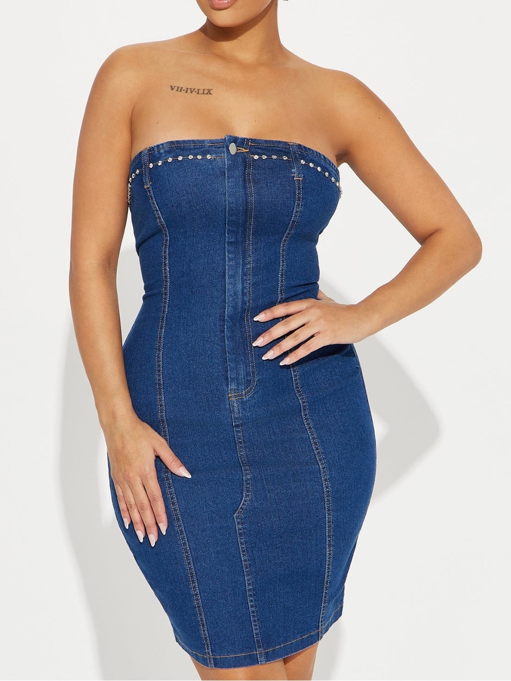 NWT fashion nova kimmy Denim Bodycon Dress SZ medium